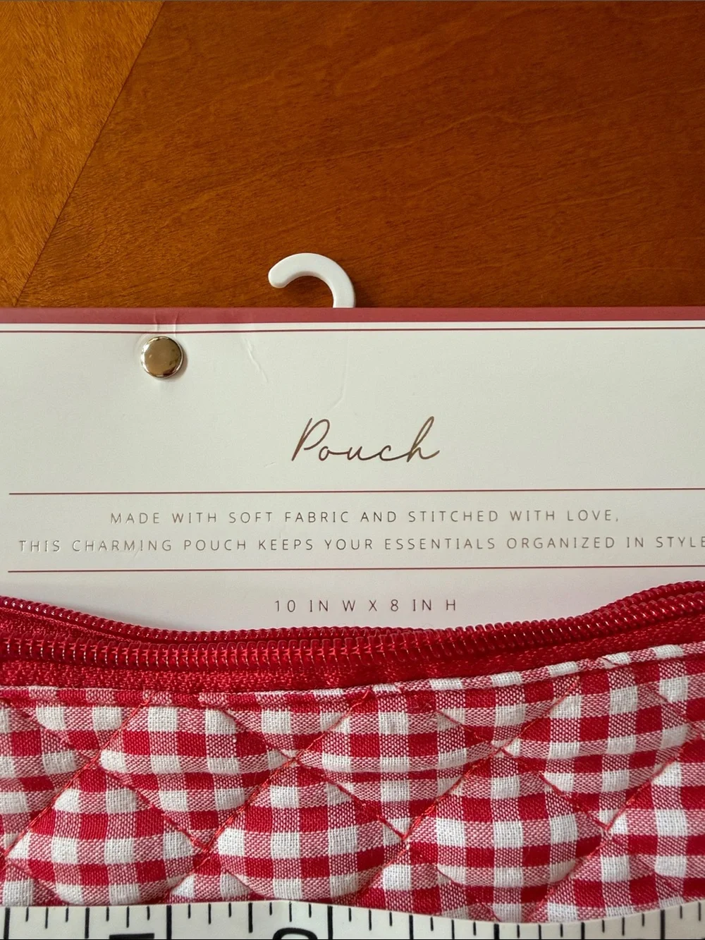 Red Gingham Quilted Cosmetic Pouch